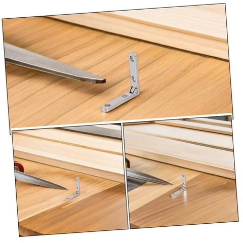 Miniature 12Pcs Zinc Alloy 90 Degree Hinges For Jewelry Boxes And Small Chests Wooden Cabinet Hardware For DIY Crafts set on wood surface