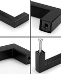 Slick Matte Black Square Bar Cabinet Pulls 5 Pack With 3 3/4 Inch Hole Centers Heavy Duty stainless steel handles close-up view.