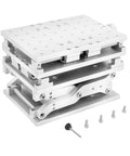Three Axis Moving Workbench With 3D Positioning Moving Table For Laser Marking And Engraving Portable Lifting Platform 210 By 150 Millimeters Optical Experiment Base With Smooth Motion And Easy Setup shown from side with assembly components.