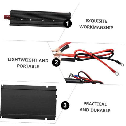 Heavy Duty Car Power Inverter With Led Digital Display And Us Plug For Vehicle And Home Use Aluminum Alloy Shell lightweight and sturdy design.