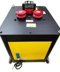 Heavy Duty Automatic Steel Bar Circle Bender Delivers Beast Mode Power To Shape Rebar Quick As Lightning For Hardworking Contractors On Tight Job Sites top view with red rollers and electric drive.