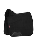 Merino Plus Half Lined Suede Dressage Square With Hidden Inner Girth Loops For Custom Back Shape Black On Black No Rub Comfort Ride