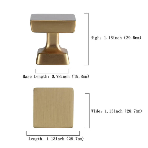 Ten Pack Square Champagne Bronze Cabinet Knobs 1 1/8 Inch Single Hole Zinc Alloy Hardware For Kitchen Cabinets Dressers Wardrobes And Bathrooms Modern Durable Finish Easy Install