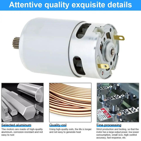 RS550 21V Beefed Up High Speed DC Micro Motor For Mini Saws And Reciprocating Saws, showcasing details and materials used