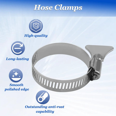Heavy Duty Pool Hose Clamps Set For Above Ground Pools One And A Quarter Inch Stainless Steel Connector Clips 4 Pack