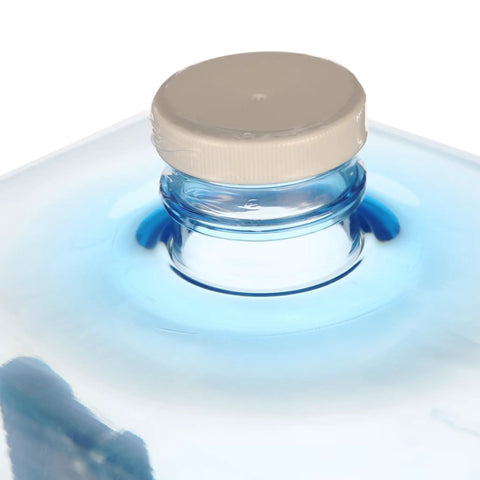 Close-up of 3-Gallon BPA-Free Water Storage Container With Screw-On Cap showing blue plastic material for home use or emergency prep