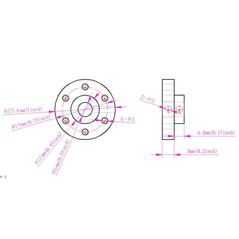 Befenybay 2pcs rigid flange shaft couplings for 6mm shafts with M3 threaded holes