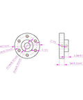 Technical drawing of Two Pack Black Rigid Flange Shaft Couplings, Built Tough Universal Aluminum Mounting Hub For 6mm Shafts, dimensions labeled.