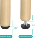 Adjustable furniture levelers showing minimum height 0.28" and maximum height 0.65" for easy use. Heavy Duty Adjustable Furniture Levelers With Threaded Inserts 24 Pack Stainless Steel Feet For Chairs Tables Desk Glides Keeps Floors Scratch Free And Bails Every Wobble.