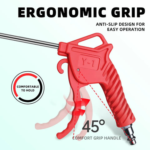 Close-up of the Badass Hella Powerful Double Pack Air Blow Gun featuring rubber guard nozzle with ergonomic grip and anti-slip design.