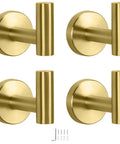 Beefy Heavy Duty Wall Mounted Brushed Gold Stainless Steel Coat Hooks And Towel Hooks Set Four Pack for versatile use.