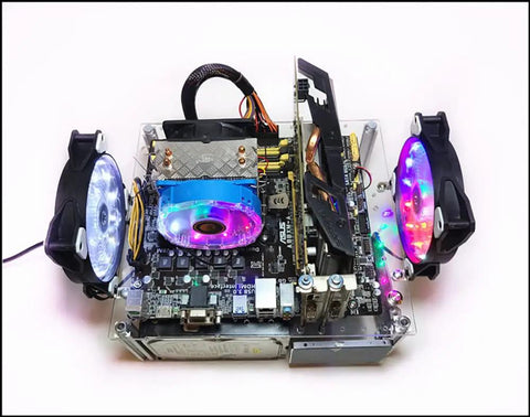 Open Chassis Stackable PC Case With Transparent Acrylic Design For Heat Dissipation, Fits ATX MATX ITX Motherboards