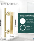 12 Inch Brushed Brass Gold Barn Door Handle Kit For Two Doors With Heavy Duty Aluminum Pull Handles And Finger Plates Includes Matching Screws And Protective Pads For Seamless Sliding Door Operation.