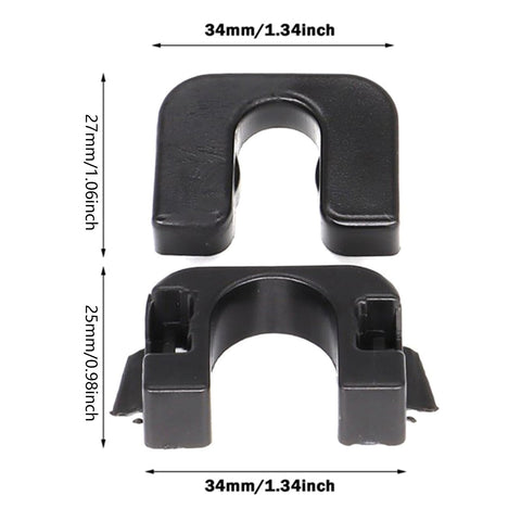 Heavy Duty Car Parcel Shelf Clip For Focus And Fiesta, Keeps Your Luggage Snug And Secure, No Wobble Load Cover Clip Mount, Pivots And String Holder For Trunk Organization, Fits Fiesta Mk7 Mk8 And Focus Models, Durable Automotive Storage Accessory, black clip with dimensions 34mm x 27mm x 25mm shown.