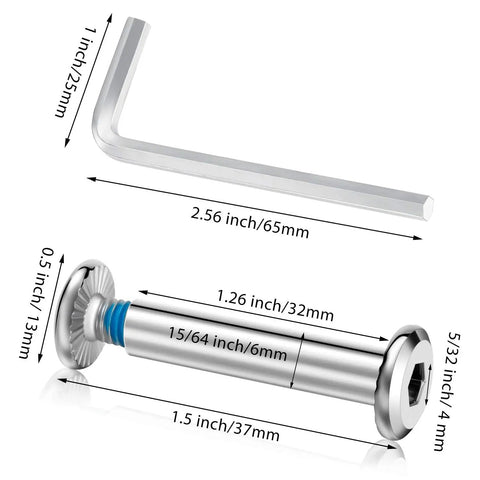 20 Sets Inline Skate Wheel Socket Screws With Hex Shaft And Two Piece Installation Tools for Roller Skates, 6 mm Shaft Diameter