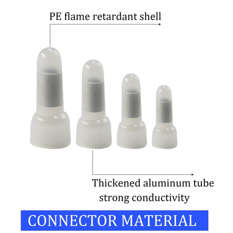 Pro Grade CE1 Closed End Crimp Connectors Kit For 22 16 AWG Nylon Insulated Wire Ends showing PE flame retardant shell