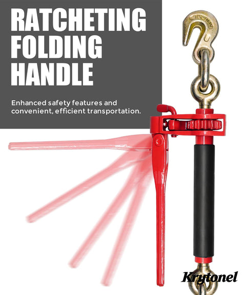 4 Pack Five Sixteenths To Three Eighths Inch Heavy Duty Folding Handle Ratchet Chain Binders With Grab Hooks for flatbed tie downs.
