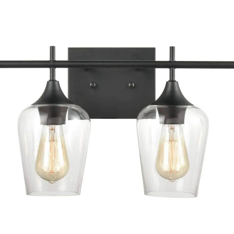 Farmhouse 4 Light Vanity Lights for Bathroom Wall Sconces With Clear Glass Shades Black Finish Rustic Modern Vanity Fixture