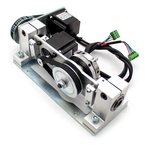 Slick Heavy Duty CNC 5th Axis Rotary Attachment With 4 Jaw Chuck For DIY Router And Engraving Machine built with precision motors and aluminum frame.