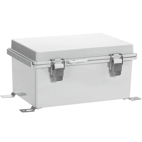 Waterproof IP67 ABS Plastic Electrical Junction Box Enclosure With Hinged Cover, Mounting Plate And Wall Brackets, 11.4x7.5x5.5 inches