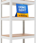 Five Tier 24 Inch Wide Laminated Metal Shelving Unit With Tool Free Boltless Assembly No Drill Needed Setup In Minutes Heavy Duty Multipurpose Storage Rack For Kitchen Garage Pantry Closet And Home Organization, white 5-shelf rack
