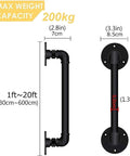 Sleek Black Wrought Iron Stair Rails With Super Grippy Non Slip Coating Zero Hassle Diy Wall Mount Setup Heavy Duty Indoor Outdoor Banister For Seniors Kids Hallway Loft And Bathroom 19 Feet Long max weight capacity 200kg with dimensions