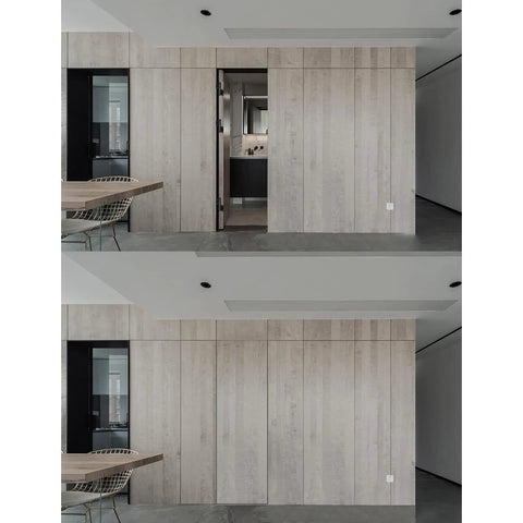 Interior view of a wooden panel door with Six Pack 4 Inch Lift Off Flag Hinges Black Anodized Aluminum Removable Door Hinges With Lubricated Pins Screws Not Included RoHS Compliant For Quiet Smooth Door Operation Mozcorn installed.