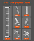 All In One 7 In 1 Folding Ladder For Home And Outdoor Use Telescoping A Frame To 12 Ft Reach For cleaning and painting