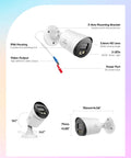 4 Channel Full Color Night Vision CCTV Camera System For Home And Outdoors 1080P TVI Wired Security With 3500K Warm Spotlight LED