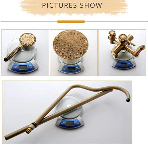 UMJIGF Antique Bronze Shower System with Hot and Cold Water Wall Mounted Shower Faucet Set shower head, handheld and faucet parts