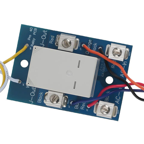 Hardcore Relay Replacement For Juicebox Pro 40 And 32 Evse Electric Vehicle Charger showing top view of PCB with relay and connections.