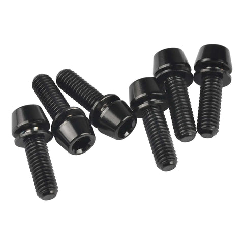 Titanium M5x16mm Hex Allen Bike Stem Bolts With Washer Black Finish 6 Pack Ride Ready Pro Grade 5 6Al4V Hardware
