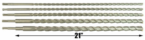 Five-piece 24in SDS masonry drill bit set with carbide tips; sizes 3/8 in to 1 in