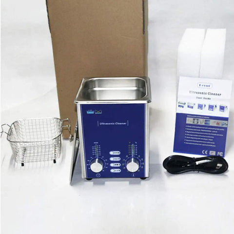 All-In-One Ultrasonic Cleaner With Controlled Heating And Timed Cleaning For Jewelry, PCBs, Dentures, 1.3L, basket, manual, power cord