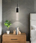 Black Pendant Light Fixture For Kitchen Island And Dining Table With Bubble Crystal Glass Shade And LED Bulb Included Matte Black Hanging Ceiling Light For Living Room Hallway Bedroom Elegant Starry Sparkle Effect over a bedside table