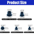 Go To 76 Piece Black Silicone Hole Plugs Set sizes diagram with 13mm to 5.3mm diameter assorted sealing stoppers