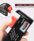 Handy Universal Battery Tester BT 168 Checker For AA AAA C D 9V And Button Cells No Battery Needed To Run Portable Pocket Power Meter For Home Office And Workshop Quick Battery Health Readouts, black plastic