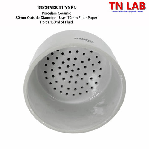 Top view of 80mm Porcelain Buchner Funnel from 80mm Porcelain Buchner Funnel And 1L Heavy Wall Borosilicate Glass Vacuum Flask Filtration Kit