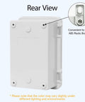 Rear view of ABS Plastic IP65 Dustproof Waterproof Junction Box With Hinged Shell And Clear PC Cover Gray 5.9 X 3.9 X 2.8 Inches.