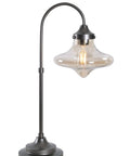 Rain Drop Table Lamp With Dope Glass Shade In Warm Bronze Finish, Mid Century Modern Rustic Style, Tall 26.5 Inch