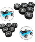 12 Pcs RC Car Tire Wheel Kit With Rubber Wheels And Premium Round Rod Shafts For RC Cars Trucks Robots Boats And Helicopters DIY Model Building Style Two