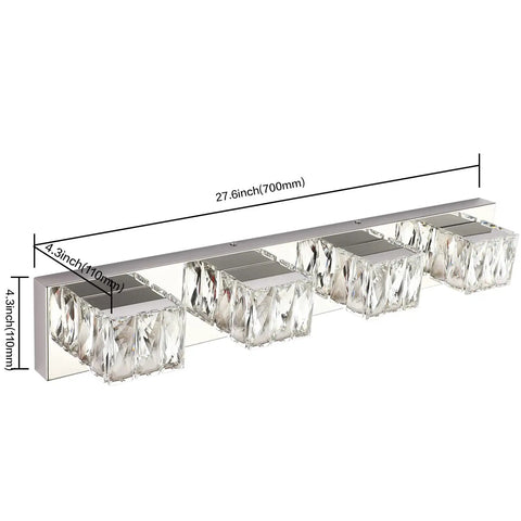 Sleek 4 Light LED Bathroom Vanity Bar With Crystal K9 Accents In Chrome Finish For Over Mirror Install Bright Modern Bath Lighting For Sinks And Medicine Cabinets
