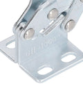Heavy Duty Toggle Clamps For Welding Woodworking Sheet Metal Work Holding Fixture With Plastic Handle Lever mechanism, close-up of metal clamp.