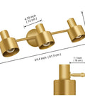 Dope Brushed Brass Vanity Light Fixture With 3 Lights, Modern Wall Bar Sconce For Over Mirror, IP44 Waterproof, with dimensions