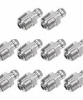Heavy Duty 201 Stainless Steel Straight Hydraulic Grease Fittings With Exact M10 X 1mm Thread Fits Auto Truck And Machinery Rust Resistant Leaking Proof Built To Last Through Industrial Jobs Saving Money And Keeping Your Equipment Safe And Works Great. 10-pack stainless steel straight grease fittings with M10 x 1mm thread