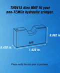 TH0415 32 Pair Die Set diagram with measurements for hydraulic cable lug crimpers with true HEX crimp forming dies.