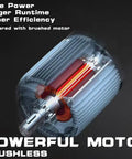 Brushless motor for Cordless Weed Trimmer And Edger With 21V Power 13 Inch Cutting Swath Dual Battery Pack, highlighting efficiency.