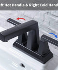 Two Handle Centerset Slick Black Bathroom Sink Faucet With Pull Out Sprayer 3 Hole 4 Inch Lavatory Mixer Tap on sink