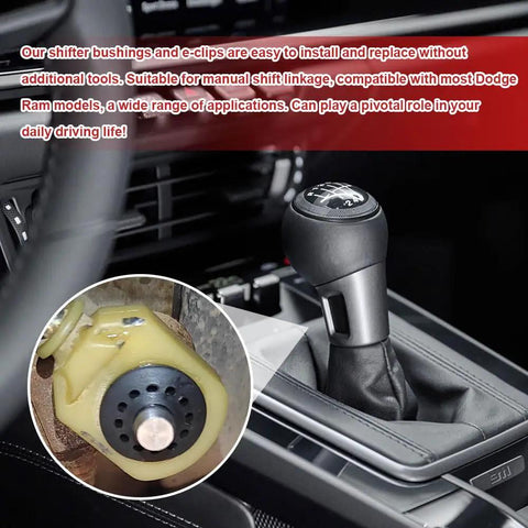 Transfer Case Shift Linkage Bushings 2 Pack Kit With E Clips For Dodge Ram 1500 2500 3500 Built Tough Rubber Grommet Replacement, Improved Fit And Longevity, OEM 68078975AA 68078974AA, manual shifter