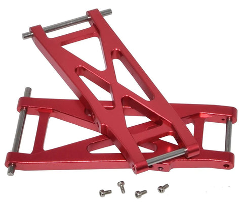 Front And Rear Swing Suspension Arms Upgrade Kit For 1 By 10 22S SCT 2WD Short Course RC Car Aluminum Alloy Parts Durable High Strength Build With 2 Tools Red, featuring red aluminum arms with screws.